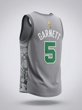 Garnett #5 Gray Kids Basketball Jersey